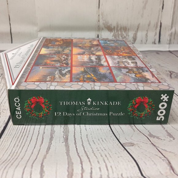 Thomas Kinkade 12 Days Of Christmas Puzzle 12 Mini Tins Makes 500 Piece Puzzle - Picture 4 of 11
